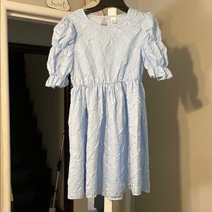 SHEIN Light Blue Puff Sleeve Kids Dress